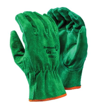 GREEN DRIVER COWHIDE GLOVES - G5