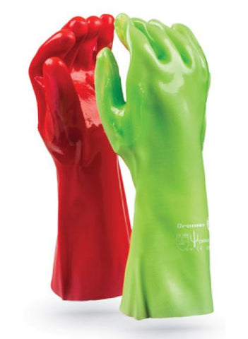 HEAVY DUTY PVC HI-VIZ RED/GREEN ELBOW GLOVES